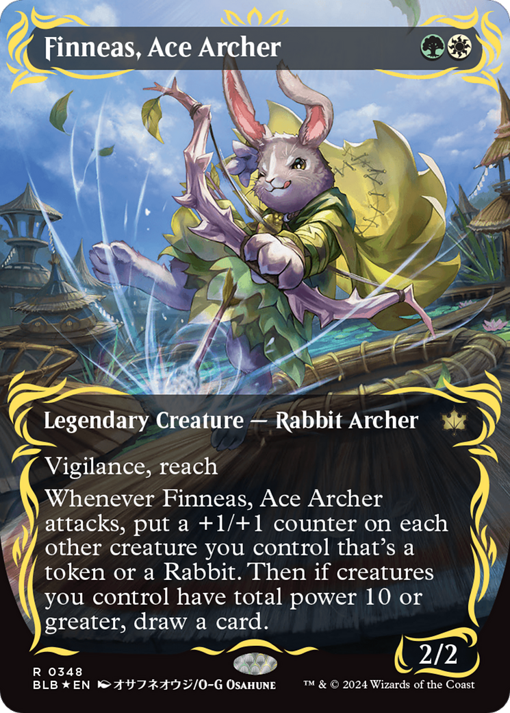 mtg bloomburrow raised foil cards Finneas, Ace Archer (Borderless) (Raised Foil) [Bloomburrow] Protection Level:Premium Green Backed (80 Sleeves per pack) Woodblock then that player shuffles MTG: Final Fantasy Commander