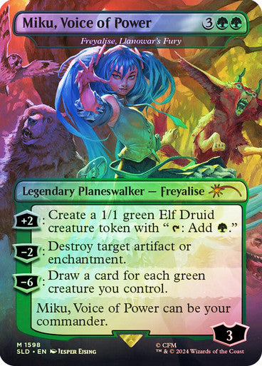 Miku, Voice of Power - Freyalise, Llanowar's Fury (Rainbow Foil) [Secret Lair Drop Series]